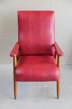 Vintage fauteuil in rood kunstleer, Ophalen of Verzenden