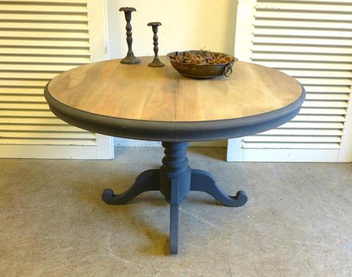 Prachtige grijze ronde uitschuifbare tafel, Huis en Inrichting, Tafels | Eettafels, Zo goed als nieuw, 100 tot 150 cm, 150 tot 200 cm
