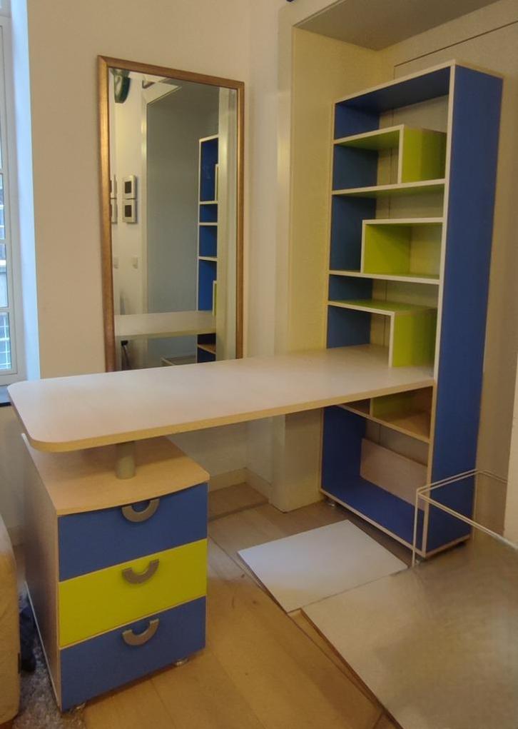 Table de bureau pour ado avec étagère et tiroirs design, Maison & Meubles, Bureaux, Comme neuf, Bureau, Enlèvement