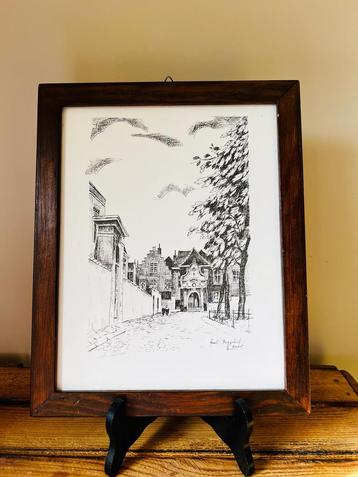 Ets of pentekening Begijnhof Gent van Braet beschikbaar voor biedingen