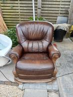 1 zit leder en eik, Huis en Inrichting, Fauteuils, Ophalen, Gebruikt