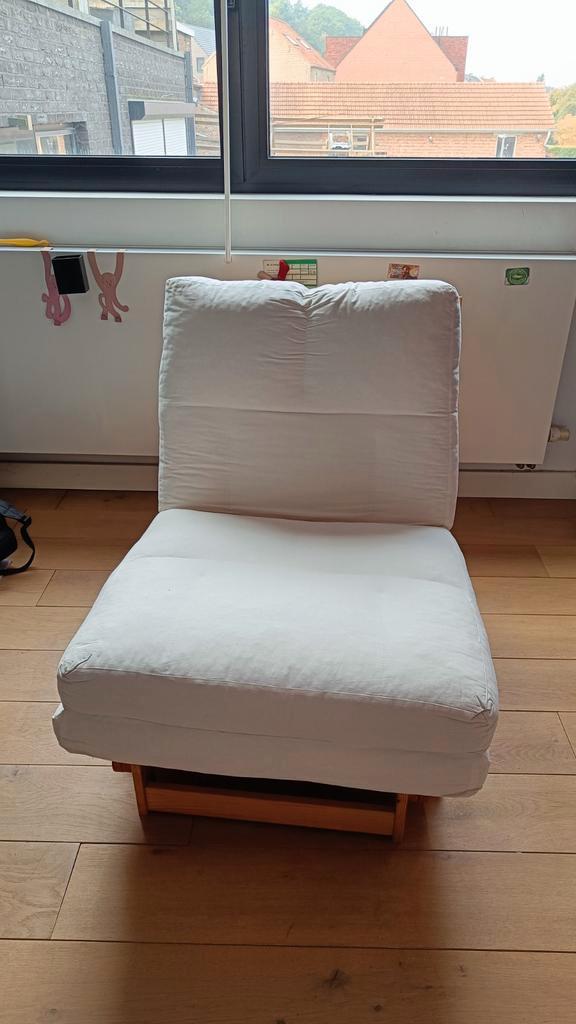 Futon eenpersoons slaapbank, Huis en Inrichting, Slaapkamer | Slaapbanken, Gebruikt, 80 cm, Eenpersoons, Crème, Ophalen