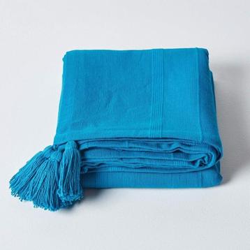 Magnifique plaid turquoise en coton beschikbaar voor biedingen