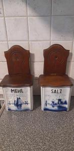 2 Antieke delfts blauwe voorraadpotten., Ophalen of Verzenden