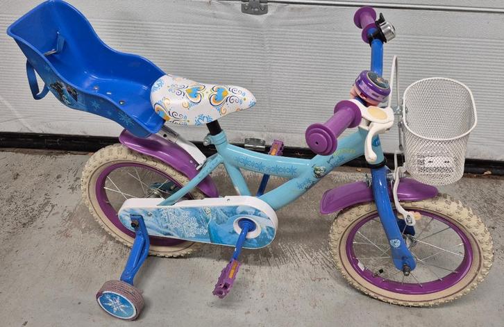 Meisjesfiets "Disney Frozen" - lichtblauw - 14 inch banden, Fietsen en Brommers, Fietsen | Meisjes, Gebruikt, 14 inch of minder