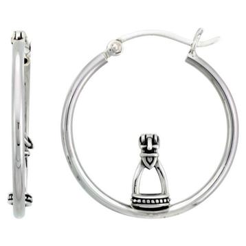 Sterling zilveren hoops met stijgbeugel paard - OPRUIMING! beschikbaar voor biedingen