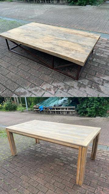 Salontafel + eettafel hout Flamant stijl beschikbaar voor biedingen