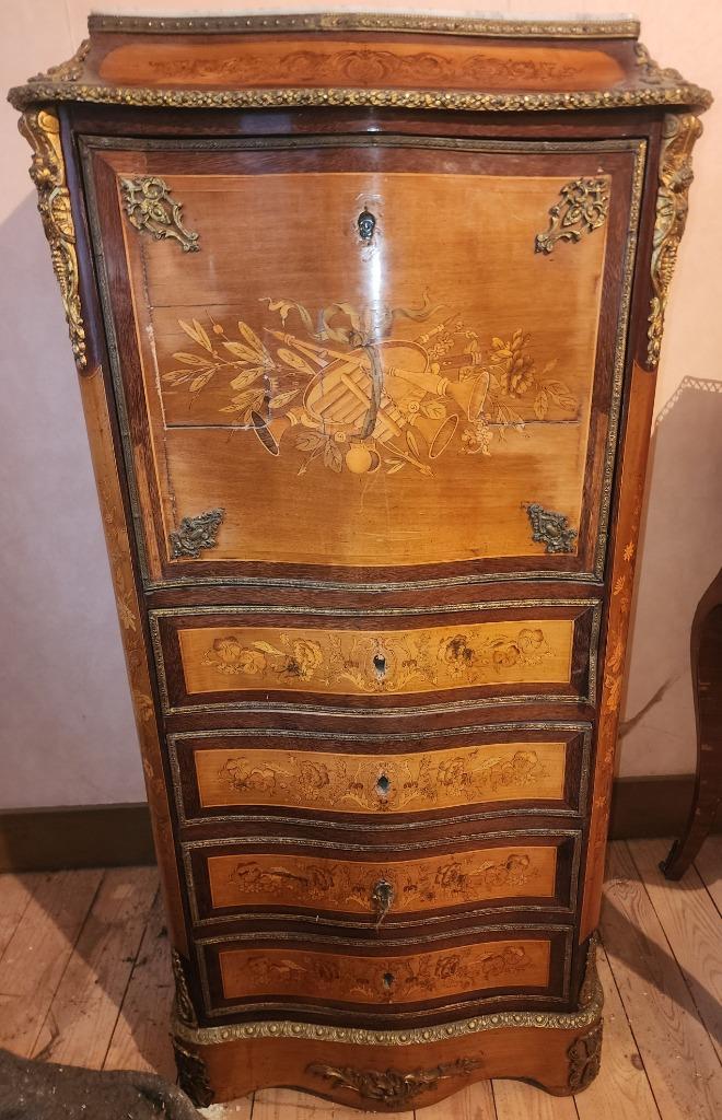 Kleine gebogen secretaris Louis XV Napoleon 3-stijl, Antiek en Kunst, Antiek | Meubels | Kasten, Ophalen