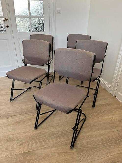 Vintage Giroflex stoelen, Huis en Inrichting, Stoelen, Gebruikt, Vijf, Zes of meer stoelen, Metaal, Stof, Grijs, Ophalen