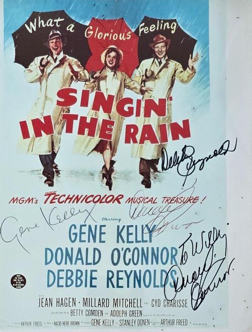 SINGIN IN THE RAIN FOTO - GETEKEND DOOR GENE KELLY EN ..., Verzamelen, Muziek, Artiesten en Beroemdheden, Zo goed als nieuw, Poster, Artwork of Schilderij