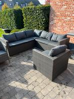 Hoeklounge met kussens en extra zetel, Tuin en Terras, Ophalen, Gebruikt, Rotan, Tuinset