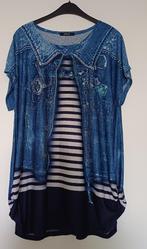 tshirt met tekening jeanshemd, Kleding | Dames, Blauw, Maat 42/44 (L), Nieuw, Ophalen of Verzenden