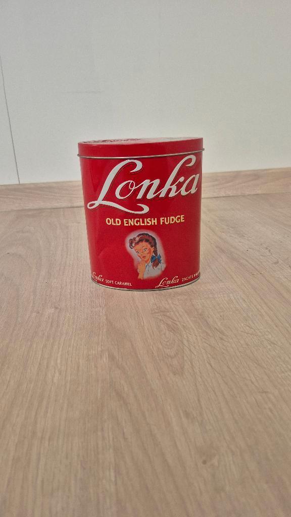 Vintage blik Lonka, Verzamelen, Blikken, Zo goed als nieuw, Koek(jes), Overige merken, Verzenden
