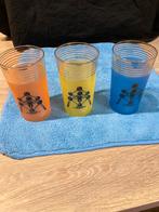 set van drie vintage glazen met opdruk van het Atomium., Verzamelen, Ophalen of Verzenden, Zo goed als nieuw