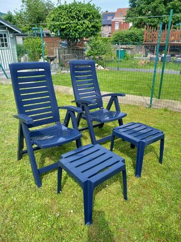 2 Chaises Jardin Inclinables + Coussins