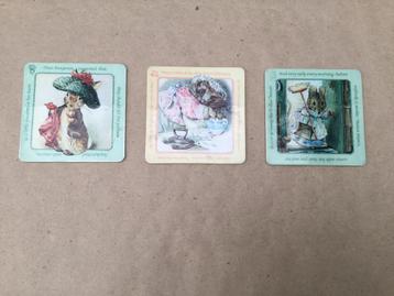 Drie coasters onderleggers Beatrix Potter beschikbaar voor biedingen
