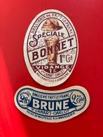 La Louvière bonnet carlot 2 oude bier etiketten, Verzamelen, Biermerken, Ophalen of Verzenden, Zo goed als nieuw