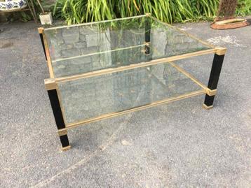 Table basse Pierre Vandel laiton et verre beschikbaar voor biedingen