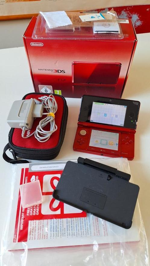 Nintendo 3DS Metallic Red CTR-001 compleet in doos, Games en Spelcomputers, Spelcomputers | Nintendo 2DS en 3DS, Gebruikt, 3DS