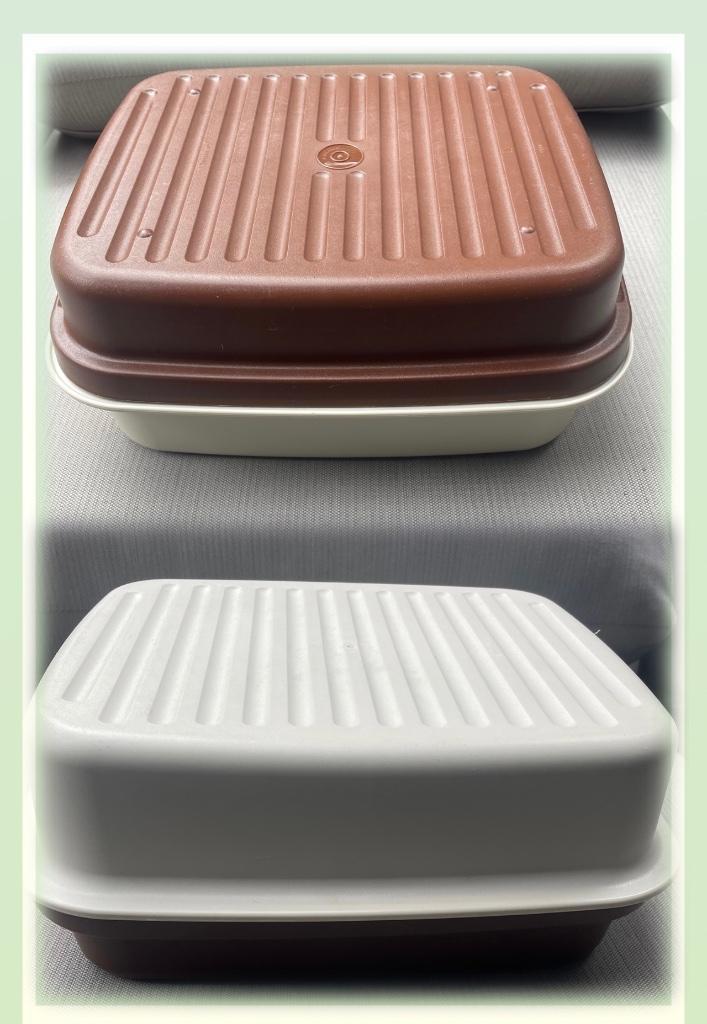 Grote brooddoos van Tupperware gemaakt in België, Huis en Inrichting, Keuken | Tupperware, Zo goed als nieuw, Bus of Trommel, Bruin