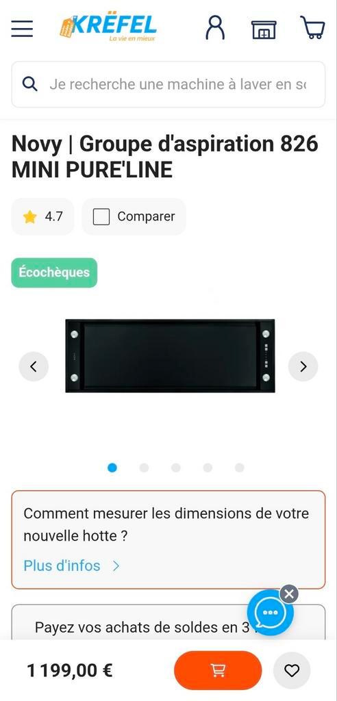 Hotte de plafond NOVY Pureline 826 noire 90cm. Neuve, Maison & Meubles, Cuisine| Tupperware, Neuf, Enlèvement