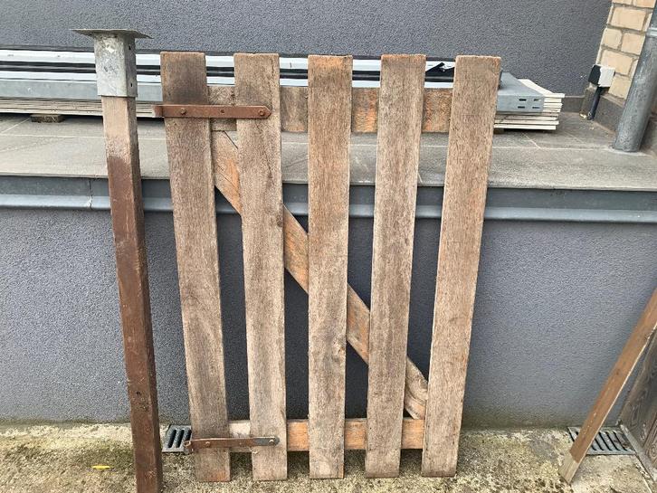 Portail/barrière en bois (Méranti?), Jardin & Terrasse, Portes de jardin, Utilisé, Portail battant, Bois, 100 à 150 cm, Moins de 100 cm