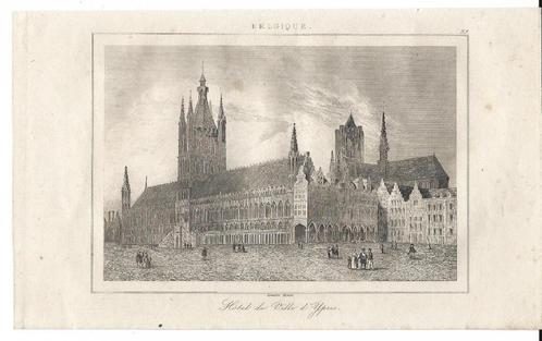 1844 - Ieper / de hallen, Antiek en Kunst, Kunst | Etsen en Gravures, Verzenden