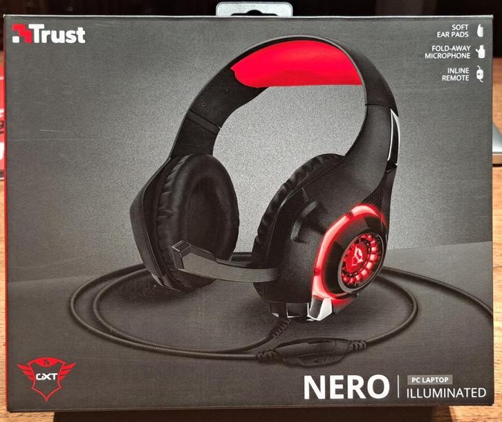Trust GXT 313 Nero illuminated headset, Computers en Software, Headsets, Nieuw, Over-ear, Bedraad, Gaming headset, Inklapbare microfoon