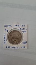 Nepal 2 mohars 1911/1932 AG IN UNC !! Schaars, Timbres & Monnaies, Monnaies | Asie, Enlèvement ou Envoi