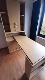 3 hoge bureaukasten (grenen) + bureau, Huis en Inrichting, Bureaus, Ophalen, Gebruikt, Bureau