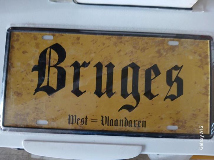 Plaque métallique avec Bruges en allemand op., Antiquités & Art, Antiquités | Accessoires de maison, Enlèvement ou Envoi
