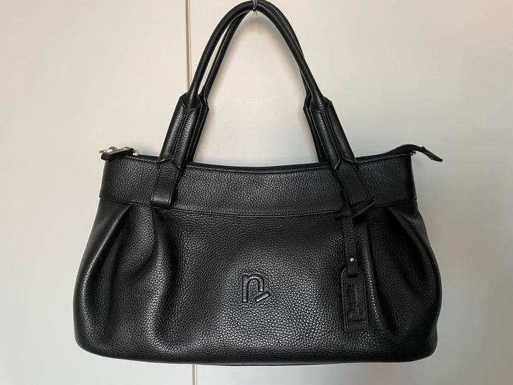 Zwarte lederen handtas Neuville, Handtassen en Accessoires, Tassen | Damestassen, Zo goed als nieuw, Handtas, Zwart, Ophalen of Verzenden