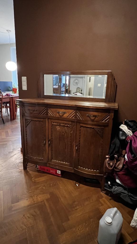 Prachtig antiek dressoir (art deco) met spiegel, Huis en Inrichting, Kasten | Buffetkasten, Gebruikt, 100 tot 150 cm, 100 tot 150 cm