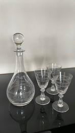 Carafe en cristal avec 3 verres - Val Saint Lambert, Collections, Porcelaine, Cristal & Couverts, Enlèvement