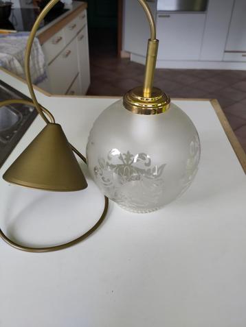 Lampe suspendue avec verre ciselé, Enlèvement, Neuf, Verre