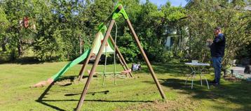 Portique en bois avec balançoire, toboggan et vis-à-vis, Enlèvement, Autres types
