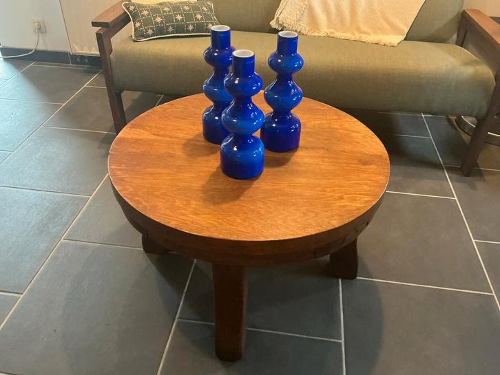Salontafel van massief eikenhout, Huis en Inrichting, Tafels | Salontafels, Gebruikt, Rond, Ophalen