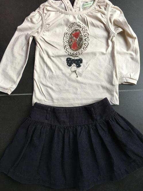 setje premaman rokje grijs met beige t-shirt maat 86, Kinderen en Baby's, Babykleding | Maat 86, Zo goed als nieuw, Meisje, Setje