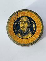 Oud blikken doosje koning Albert duimspijkers tricolore, Ophalen of Verzenden, Gebruikt
