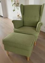 Ikea Strandmon fauteuil en voetenbank lichtgroen, Ophalen, Zo goed als nieuw