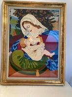 Grote kader handwerk Maria met Kind (77 op 60 cm), Antiek en Kunst, Ophalen