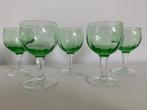 Val saint lambert 5 kristallen uranium groene wijn glazen, Envoi