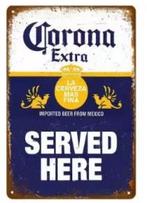 Vintage metalen bordje Corona served here (30x20cm), Tuin en Terras, Ophalen of Verzenden, Nieuw
