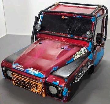 Verkorte Traxxas Defender body–patina/afbladderende look, Hobby en Vrije tijd, Modelbouw | Radiografisch | Auto's, Gebruikt, Auto offroad