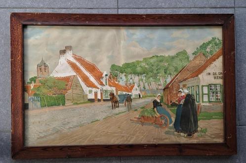 Henri Cassiers " Un Village du Nord de la West-Flandre ", Antiek en Kunst, Kunst | Schilderijen | Klassiek, Ophalen