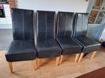 4 chaises de salle à manger en cuir noir/chaises cuir noir, 90 cm ou plus, Enlèvement ou Envoi, Utilisé, Cuir