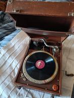 gramafoon in koffer met naalden en 2 platen his master plaat, Antiek en Kunst, Ophalen of Verzenden