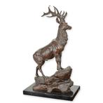 Groot Zwaar Bronzen Beeld van een Hert op en Rots, Antiek en Kunst, Verzenden, Brons
