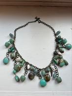 Mooi halssnoer met echte stenen aqua, Handtassen en Accessoires, Kettingen, Verstelbaar, Blauw, Ophalen of Verzenden, Zo goed als nieuw
