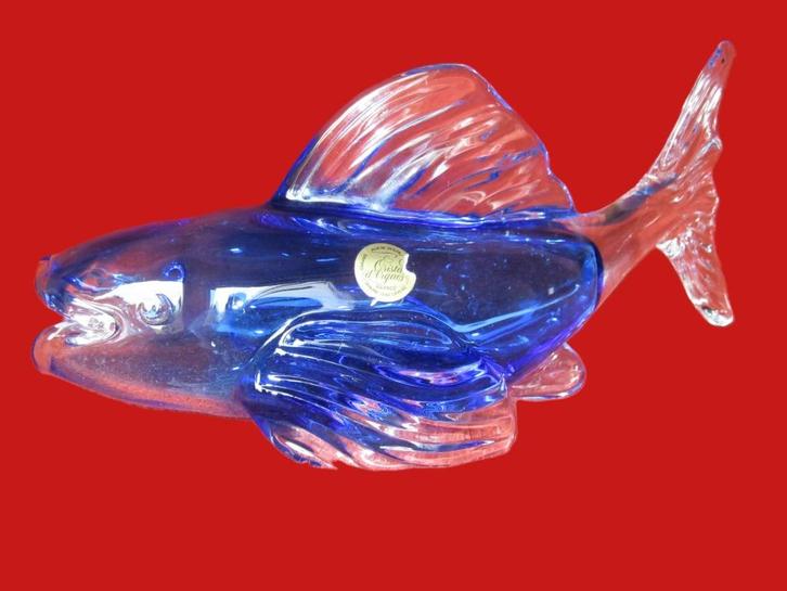Diep blauwe carpe karpervis Cristal d'Arques., Antiek en Kunst, Antiek | Glaswerk en Kristal, Ophalen